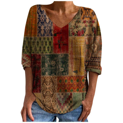 AzuTee - Ethnic Patch Geometric Graphic T Shirt - MTR210