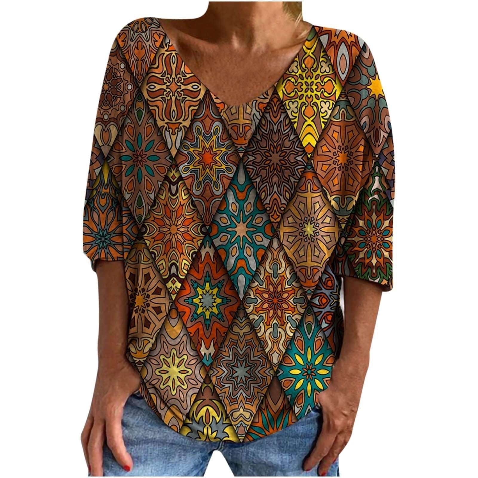 AzuTee - Ethnic Patch Geometric Graphic T Shirt - MTR210