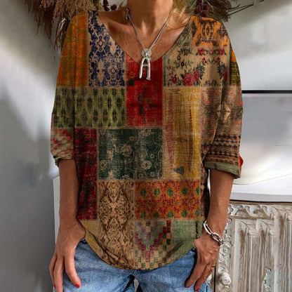 AzuTee - Ethnic Patch Geometric Graphic T Shirt - MTR210