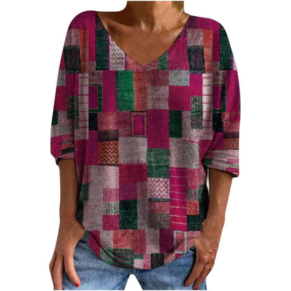 AzuTee - Ethnic Patch Geometric Graphic T Shirt - MTR210