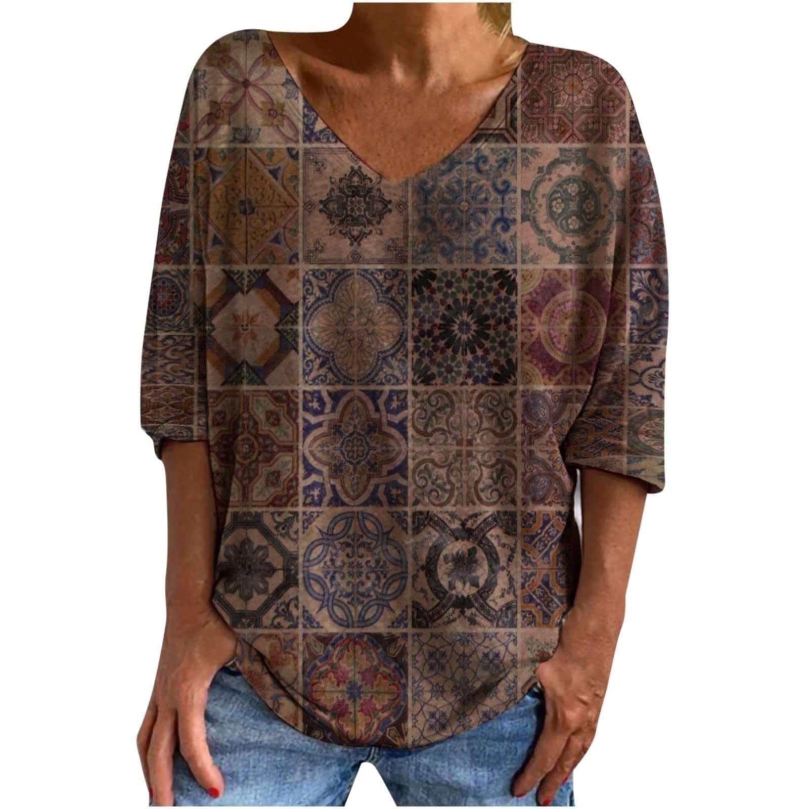 AzuTee - Ethnic Patch Geometric Graphic T Shirt - MTR210