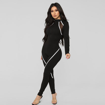 Black Full Sleeve Women Sports Jumpsuit - MTR210