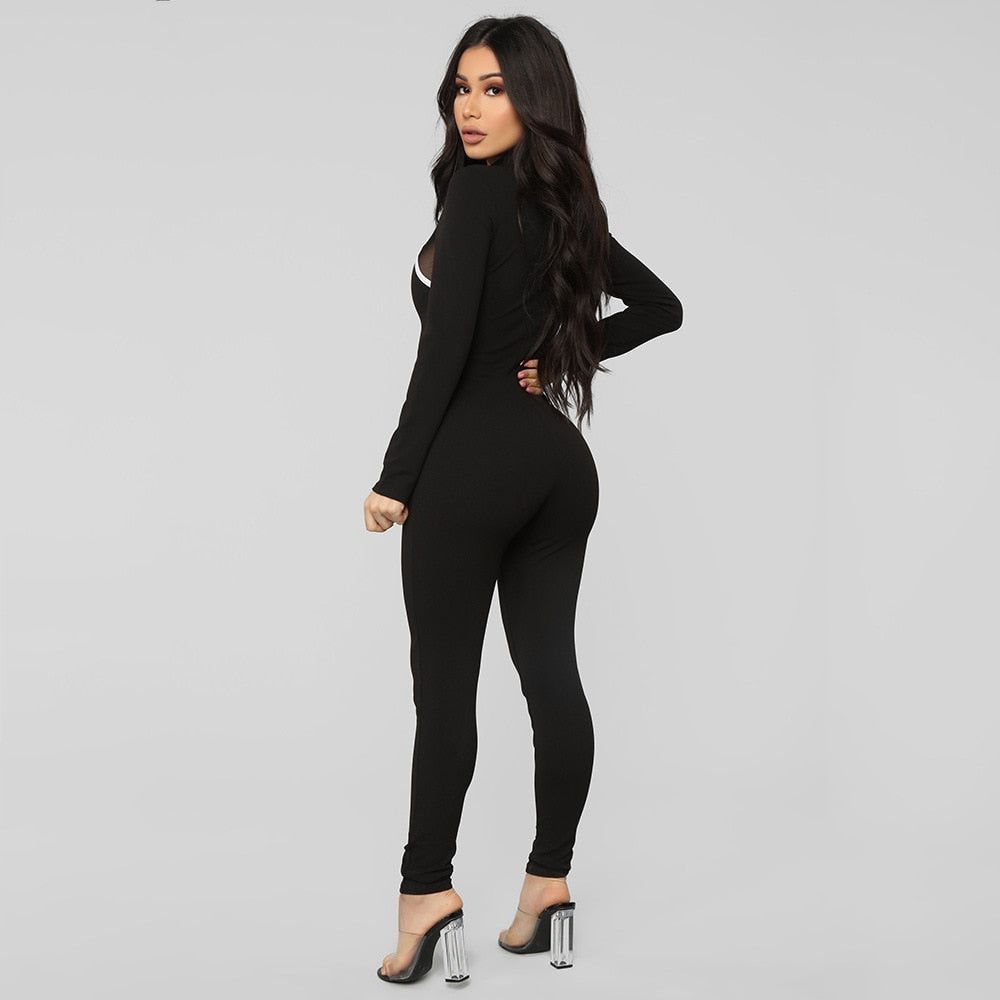 Black Full Sleeve Women Sports Jumpsuit - MTR210