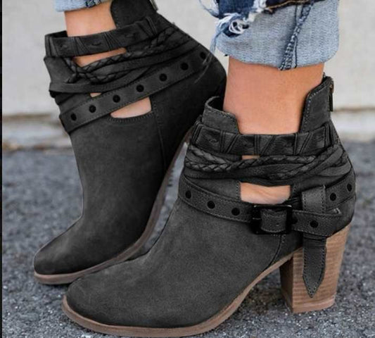 Buckle Strap Ankle Boots - MTR210