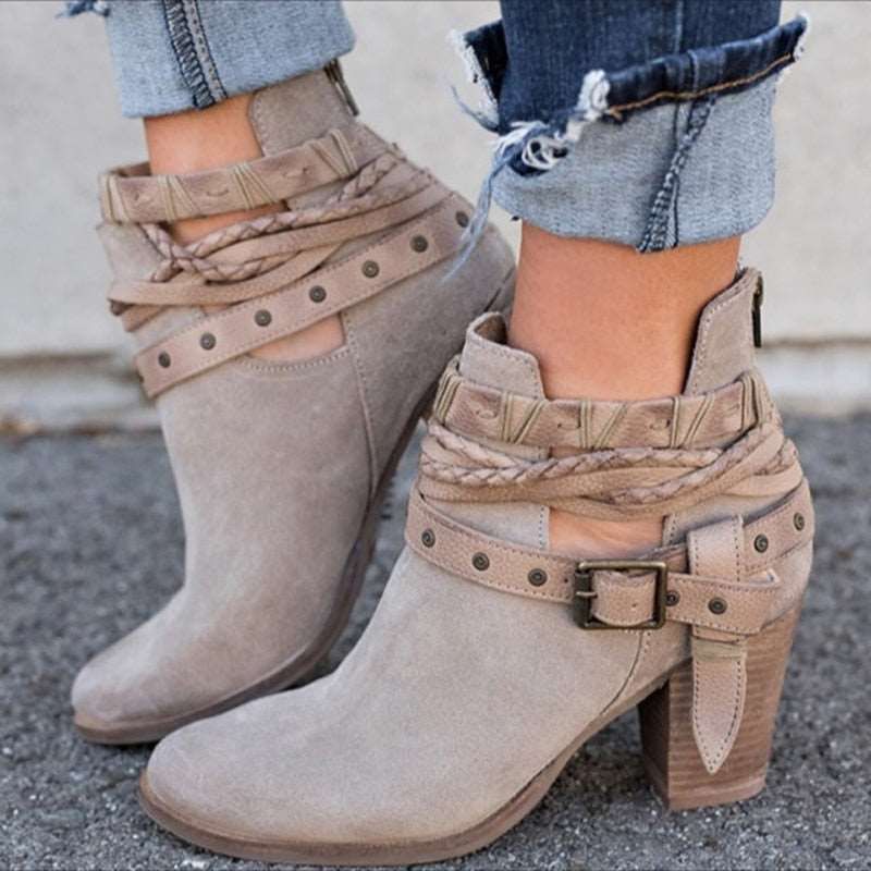 Buckle Strap Ankle Boots - MTR210