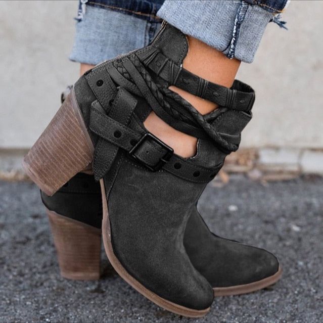 Buckle Strap Ankle Boots - MTR210