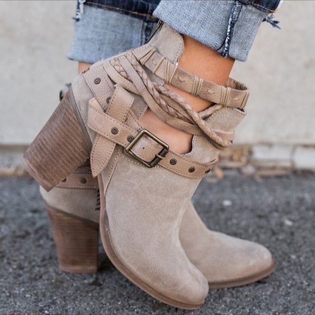 Buckle Strap Ankle Boots - MTR210