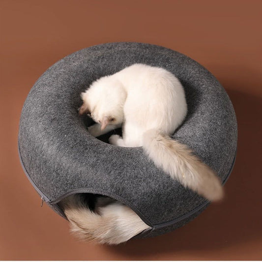 CatCave - Interactive Basket Natural Felt Cuddly Cat Cave Bed - MTR210