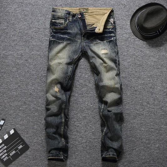 Dark Blue Mini Rip Italian Jeans - MTR210