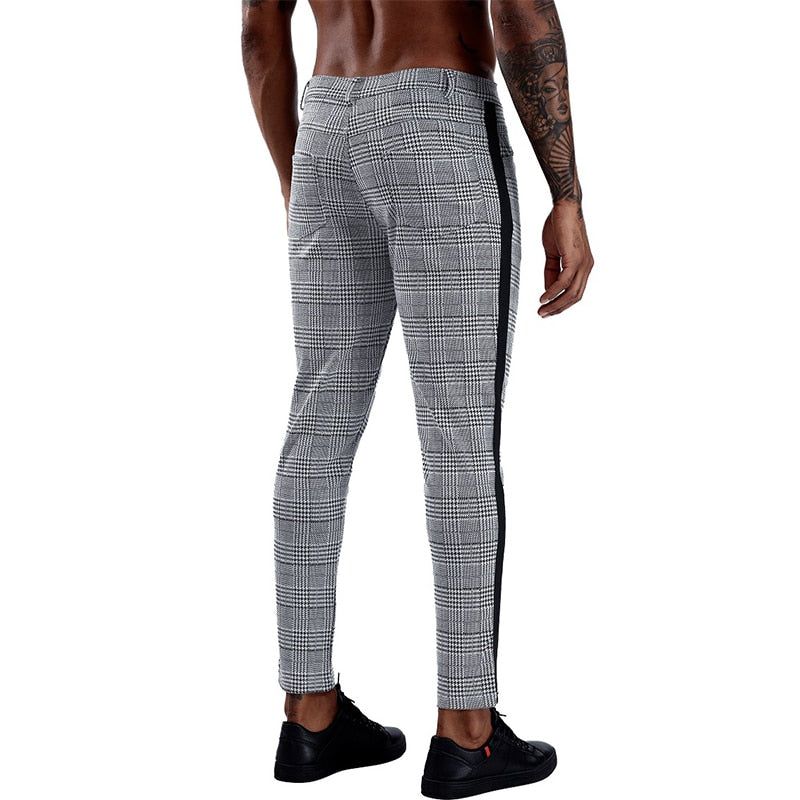 Elastic Casual Plaid Pants - MTR210