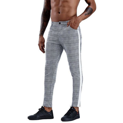 Elastic Casual Plaid Pants - MTR210