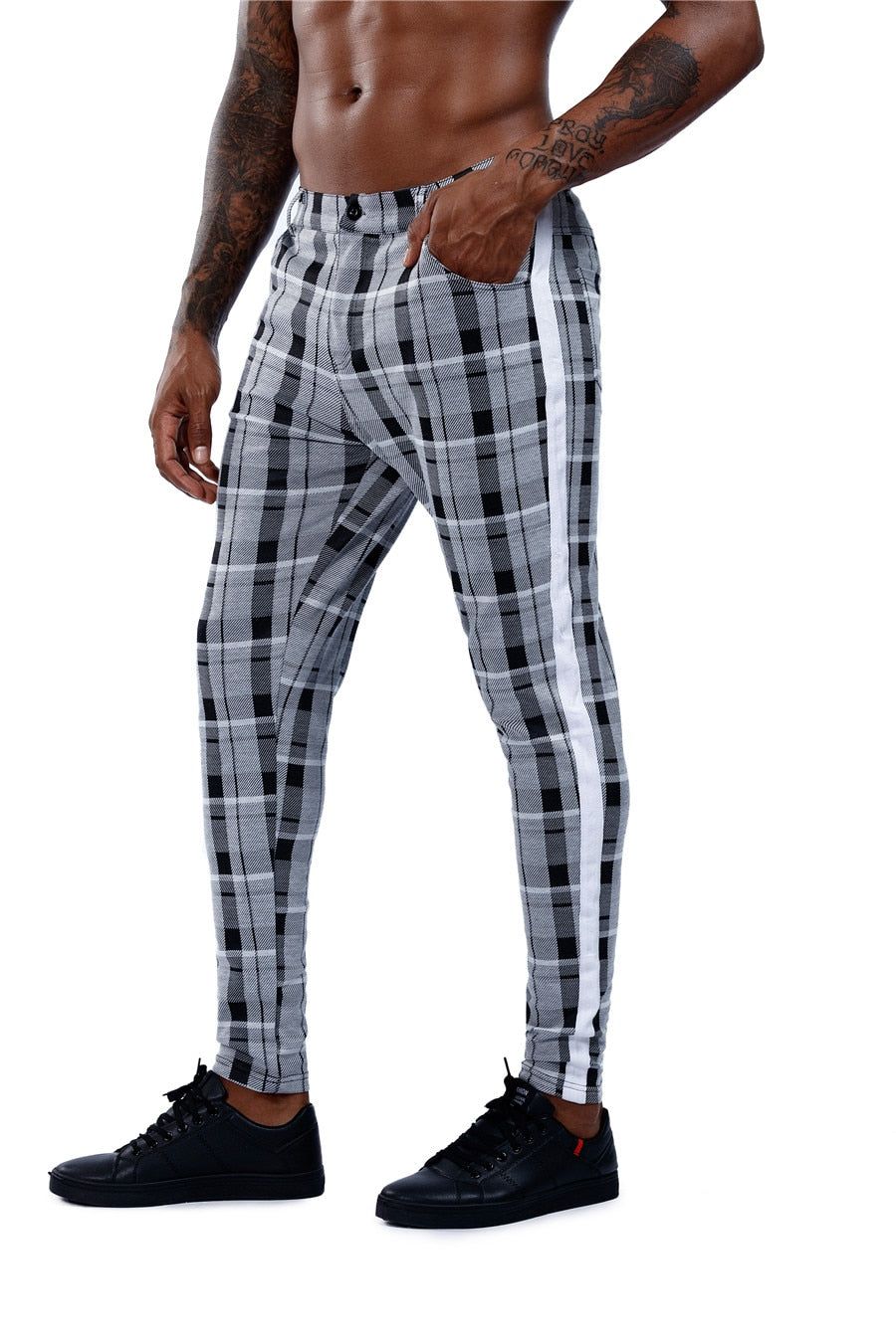 Elastic Casual Plaid Pants - MTR210