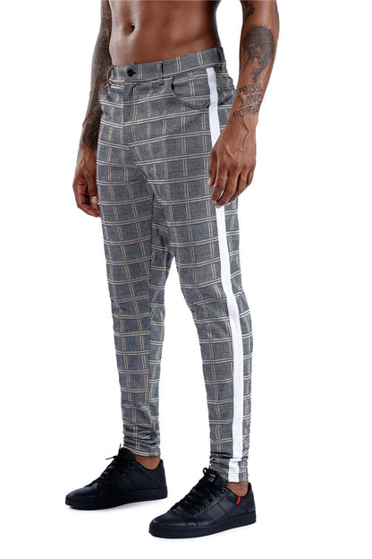 Elastic Casual Plaid Pants - MTR210