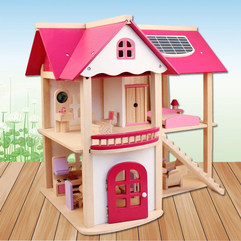 Wooden Dollhouse W/ Furniture - MTR210