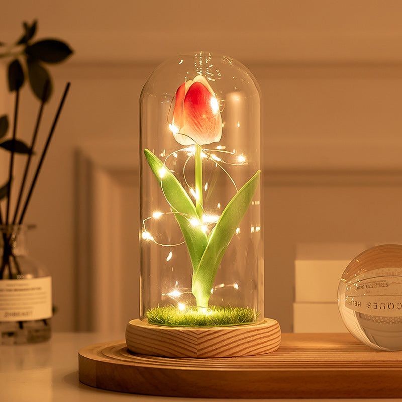 Glass-covered Perpetual Flower Night Light Ornaments - MTR210