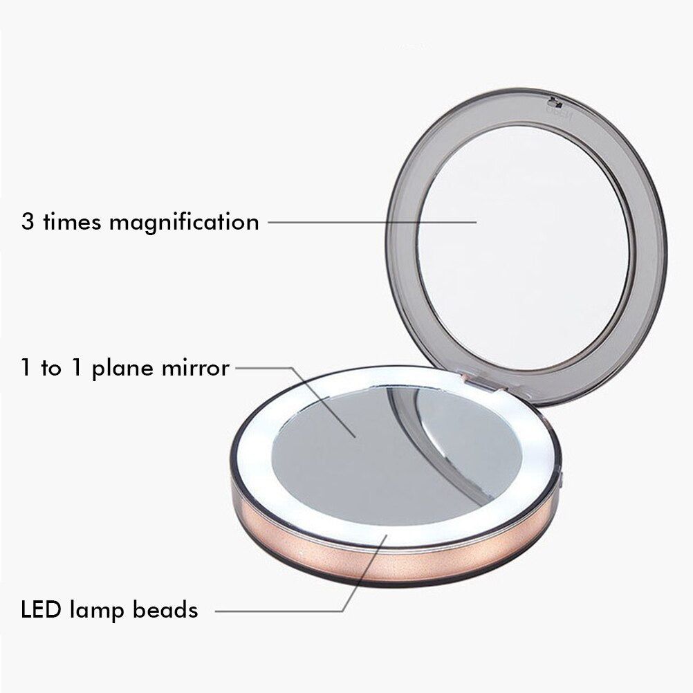 MiraGlow - Hand Held Rechargeable Led Makeup Mirror With 3x Magnification - MTR210