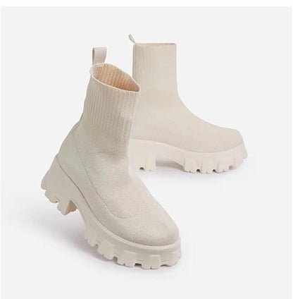 Platform Sock Fall Boots - MTR210