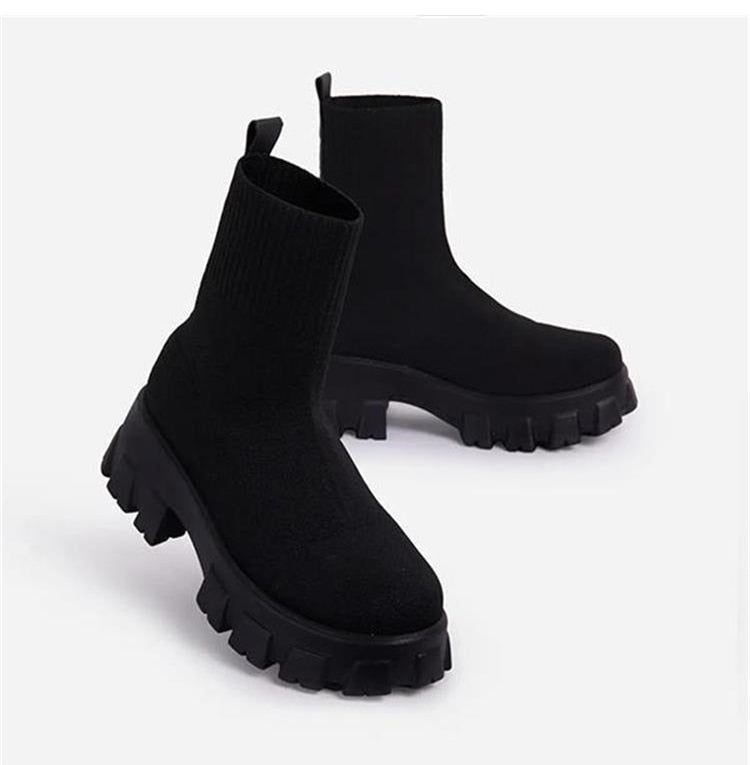 Platform Sock Fall Boots - MTR210