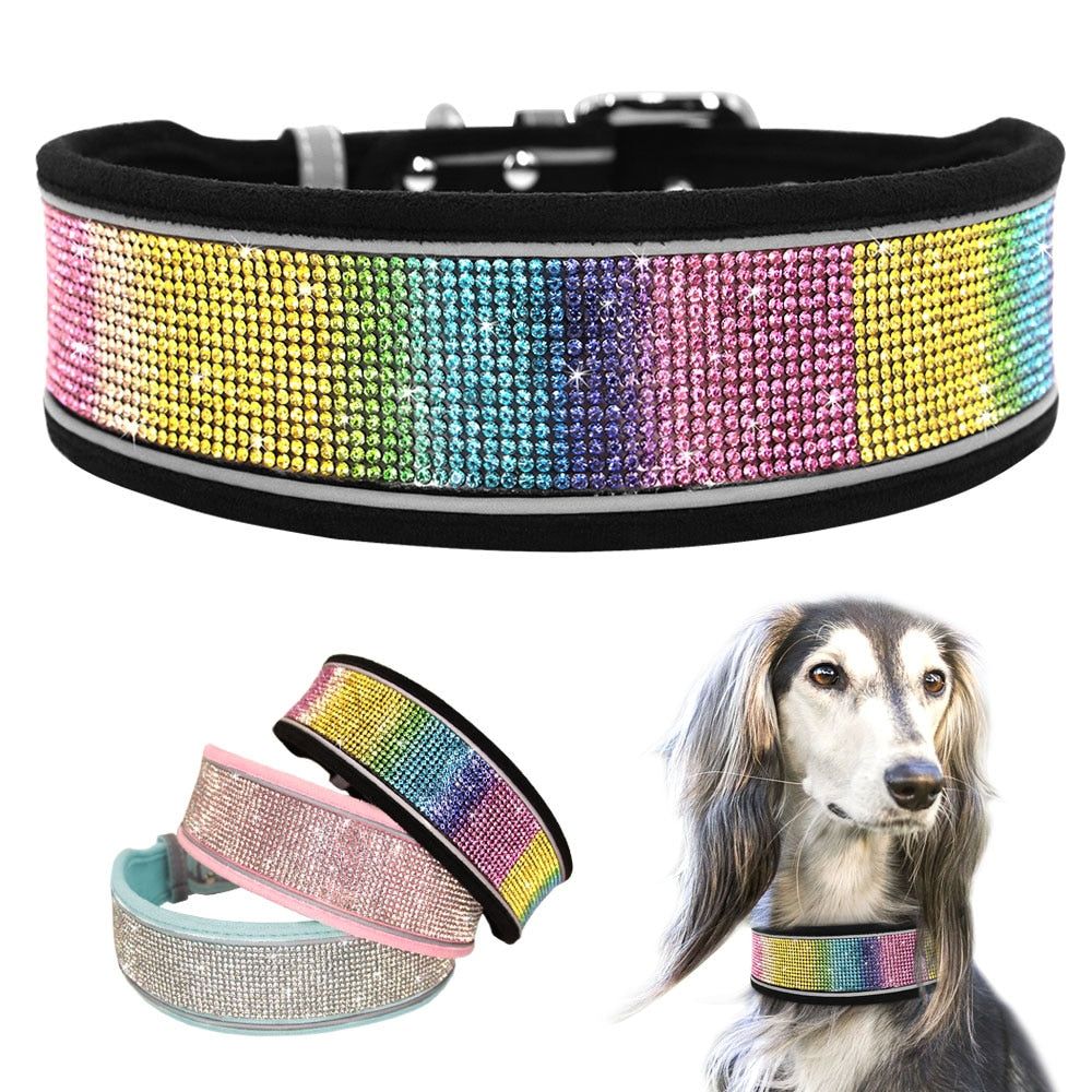 PoochDazzle - Crystal Rhinestone Reflective Dog Collar - MTR210