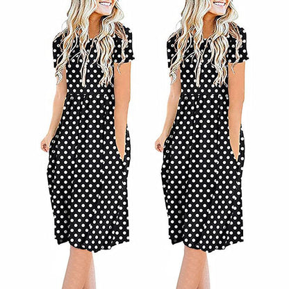 Printed Round Neck Fashion Casual Dress - MTR210