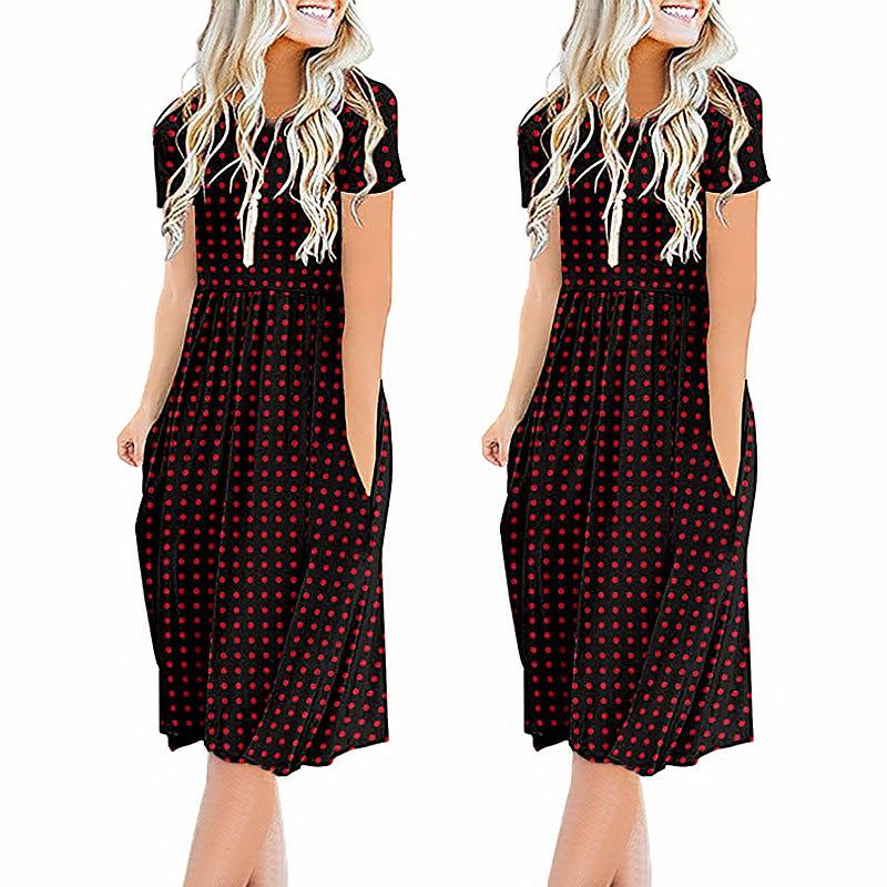 Printed Round Neck Fashion Casual Dress - MTR210