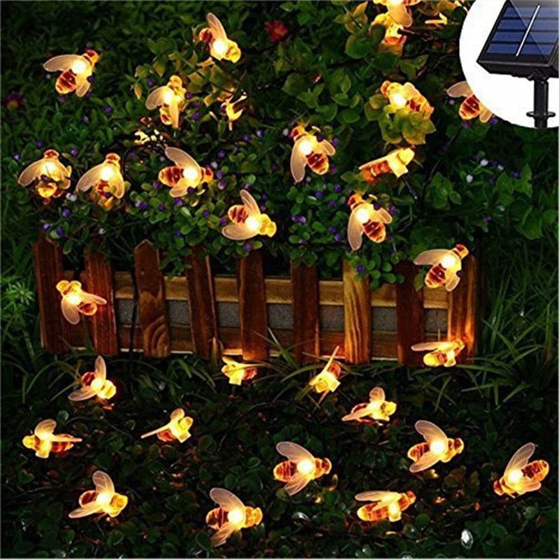 SOLAR POWERED HONEYBEE DESIGN LED FAIRY LIGHTS (50PCS) - MTR210