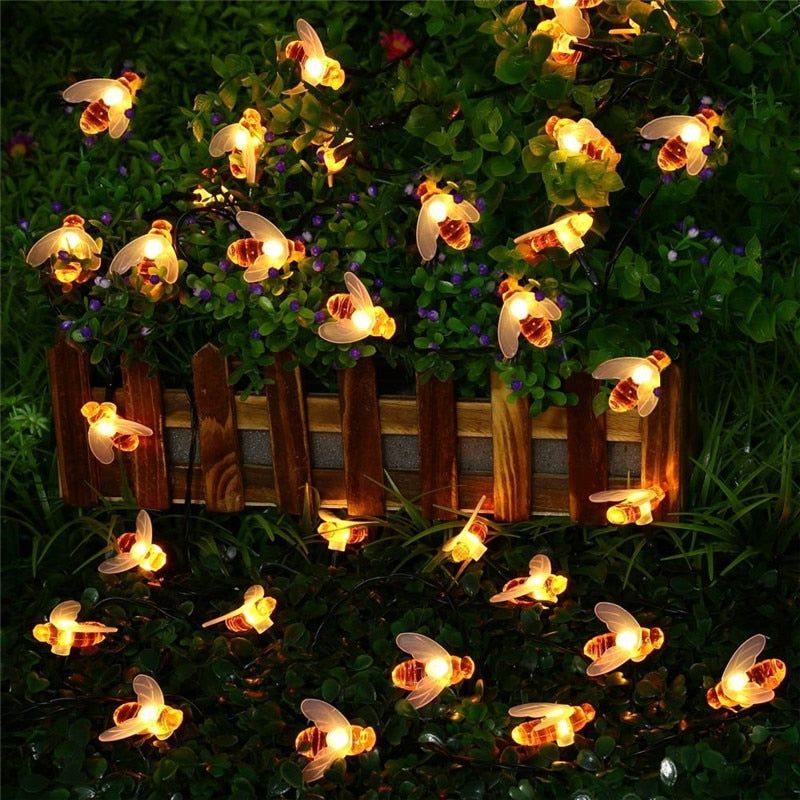 SOLAR POWERED HONEYBEE DESIGN LED FAIRY LIGHTS (50PCS) - MTR210