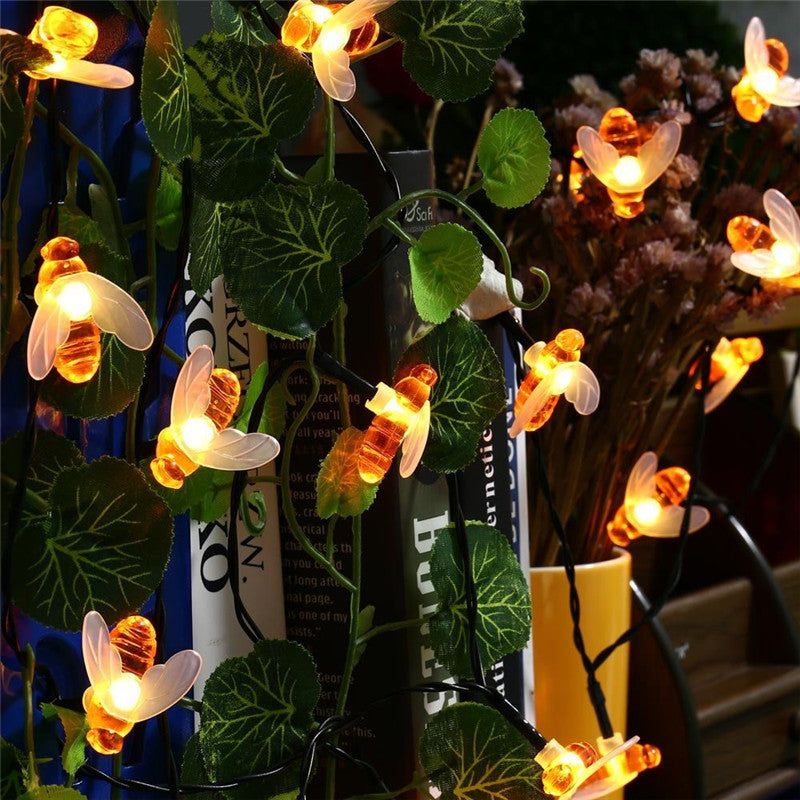 SOLAR POWERED HONEYBEE DESIGN LED FAIRY LIGHTS (50PCS) - MTR210