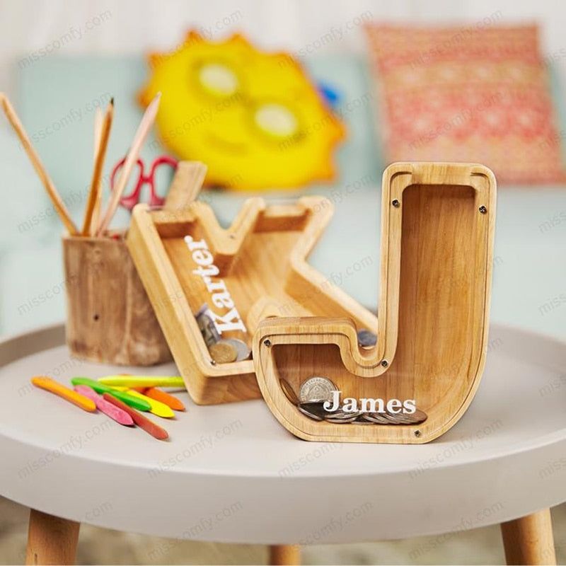 WOODEN ALPHABET PIGGY BANK - MTR210